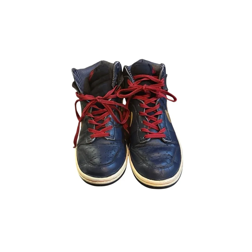 Nike‎ Dunk High Youth Sneakers Navy Gold Red Laces Size 5Y